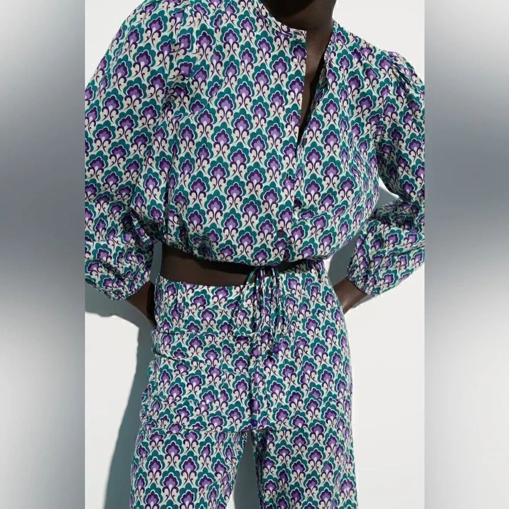 ZARA PRINTED COTTON TOP - Picture 11 of 15